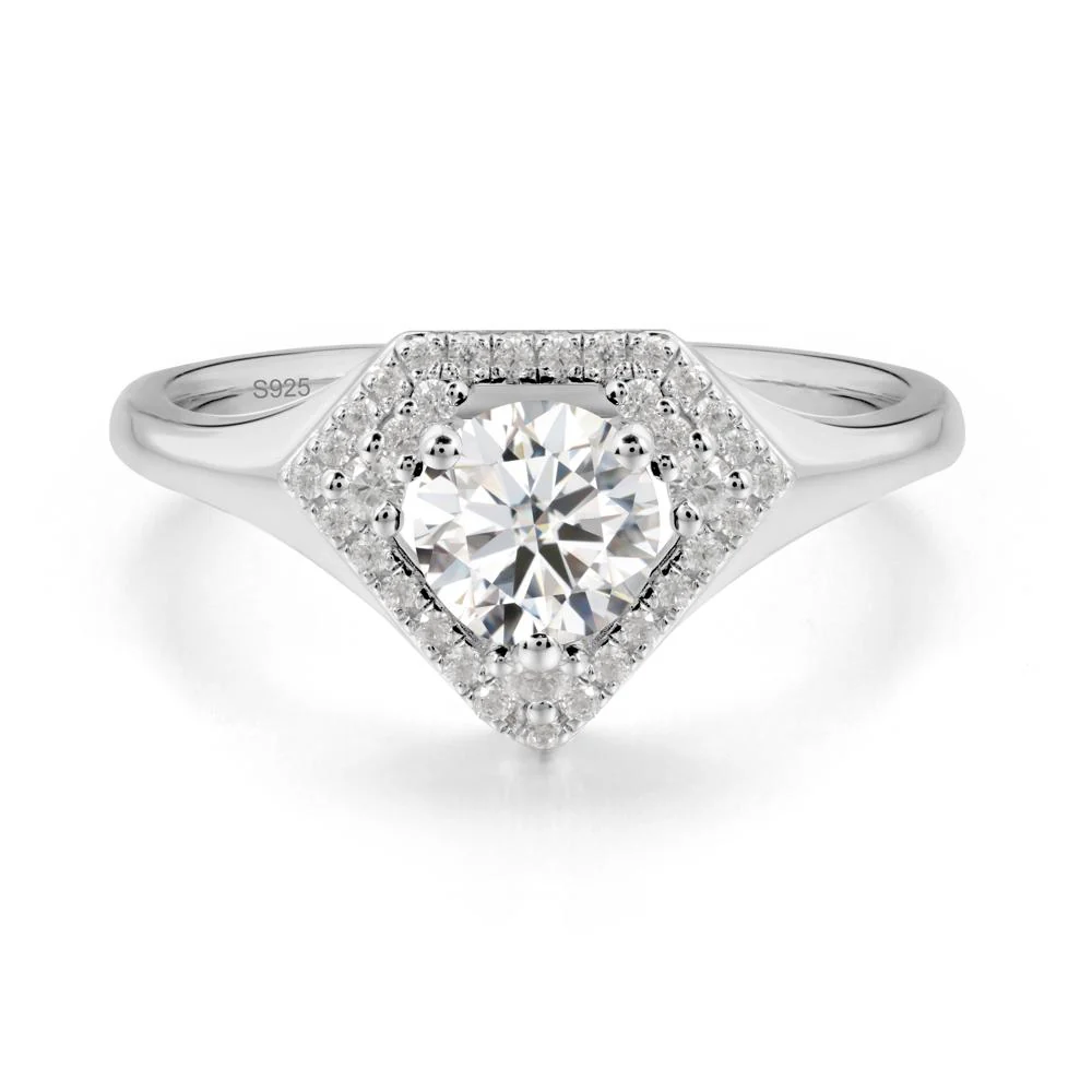 Round Moissanite Double Halo Ring