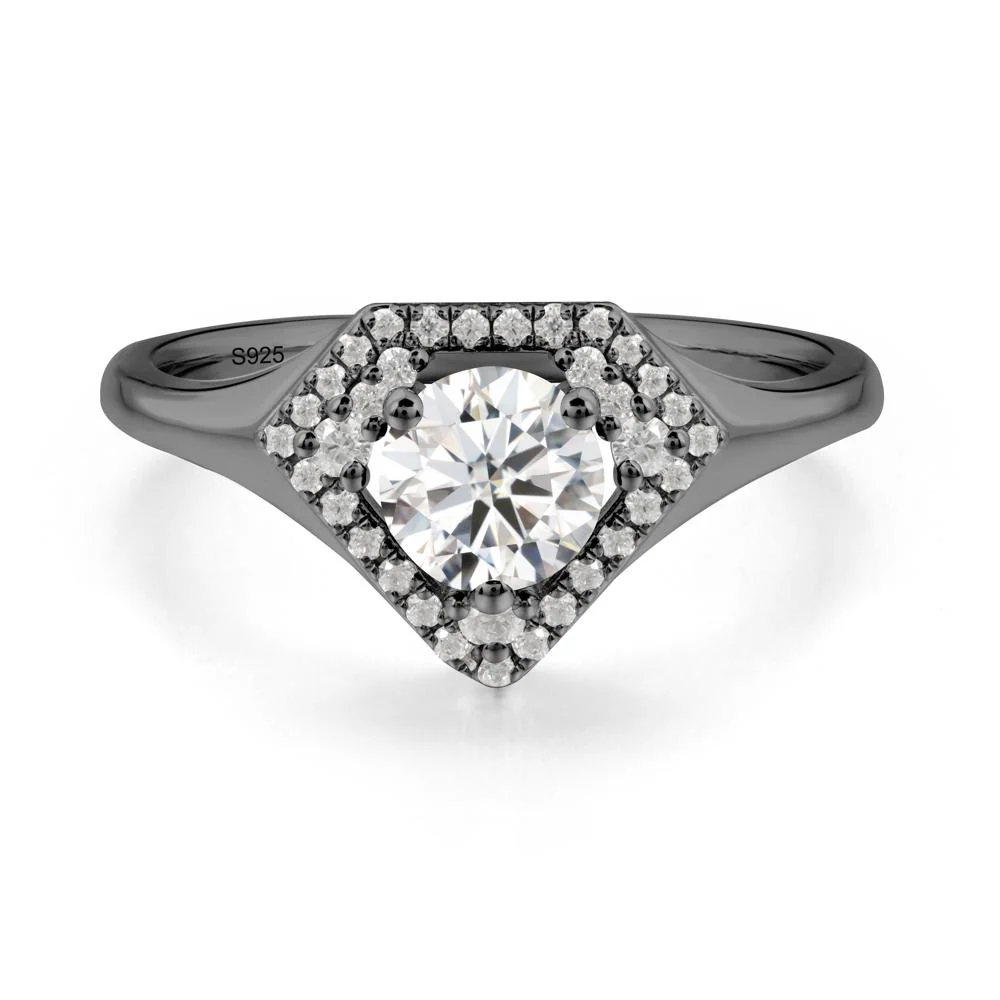 Round Moissanite Double Halo Ring - Image 3