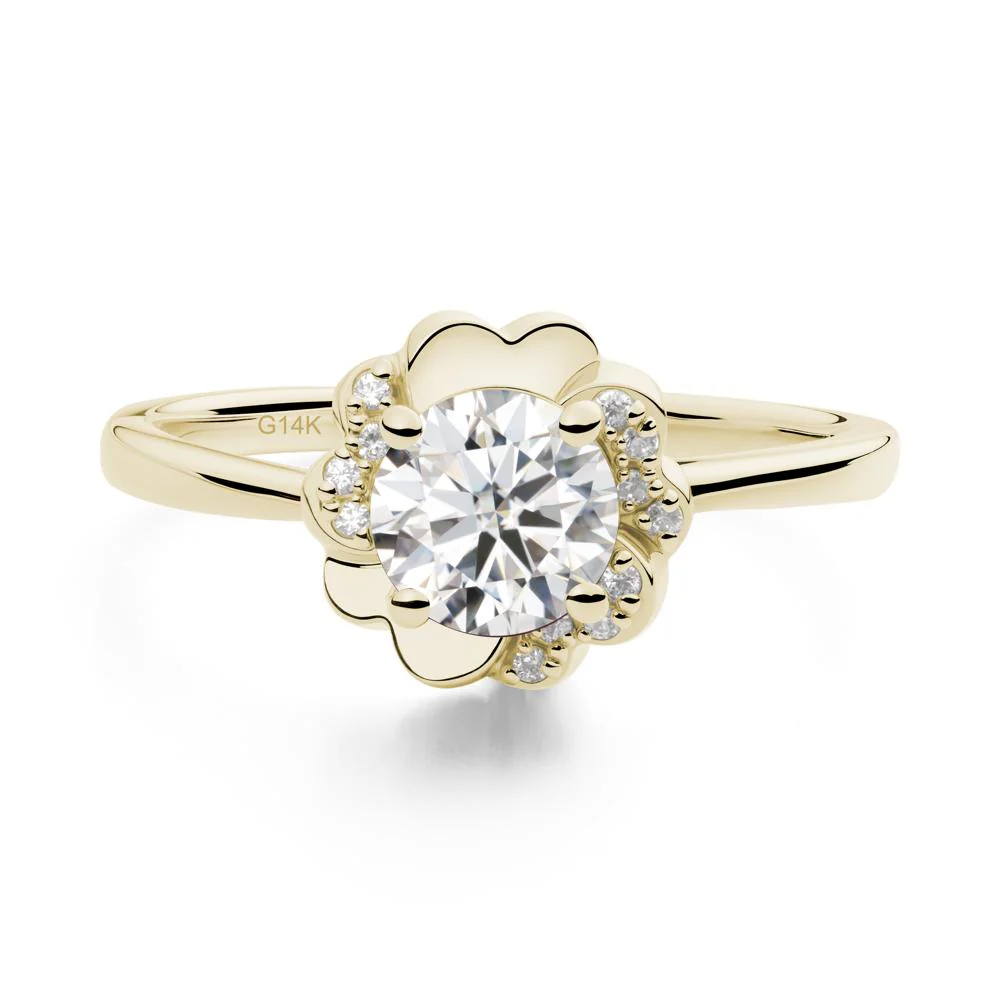 Round Moissanite Floral Engagement Ring - Image 3