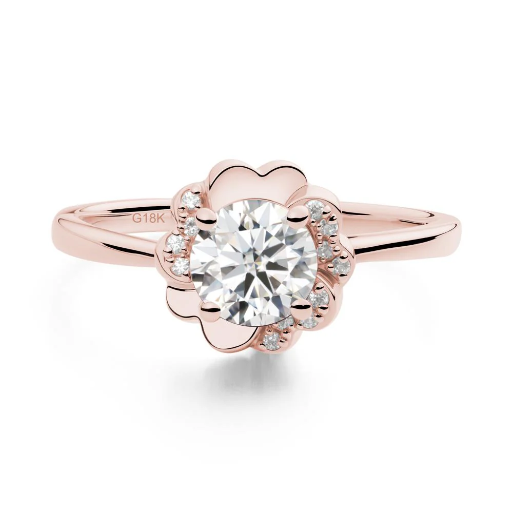 Round Moissanite Floral Engagement Ring - Image 6