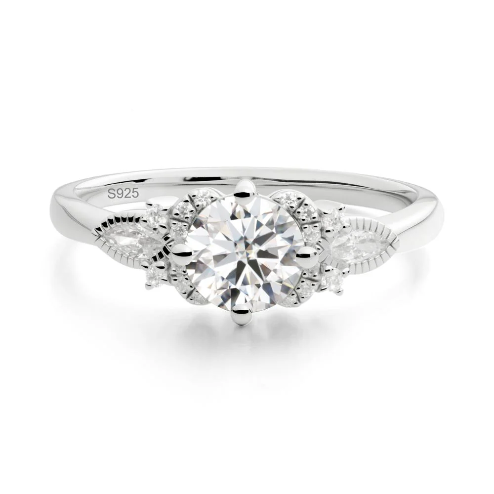 Round Moissanite Floral Statement Ring - Image 2
