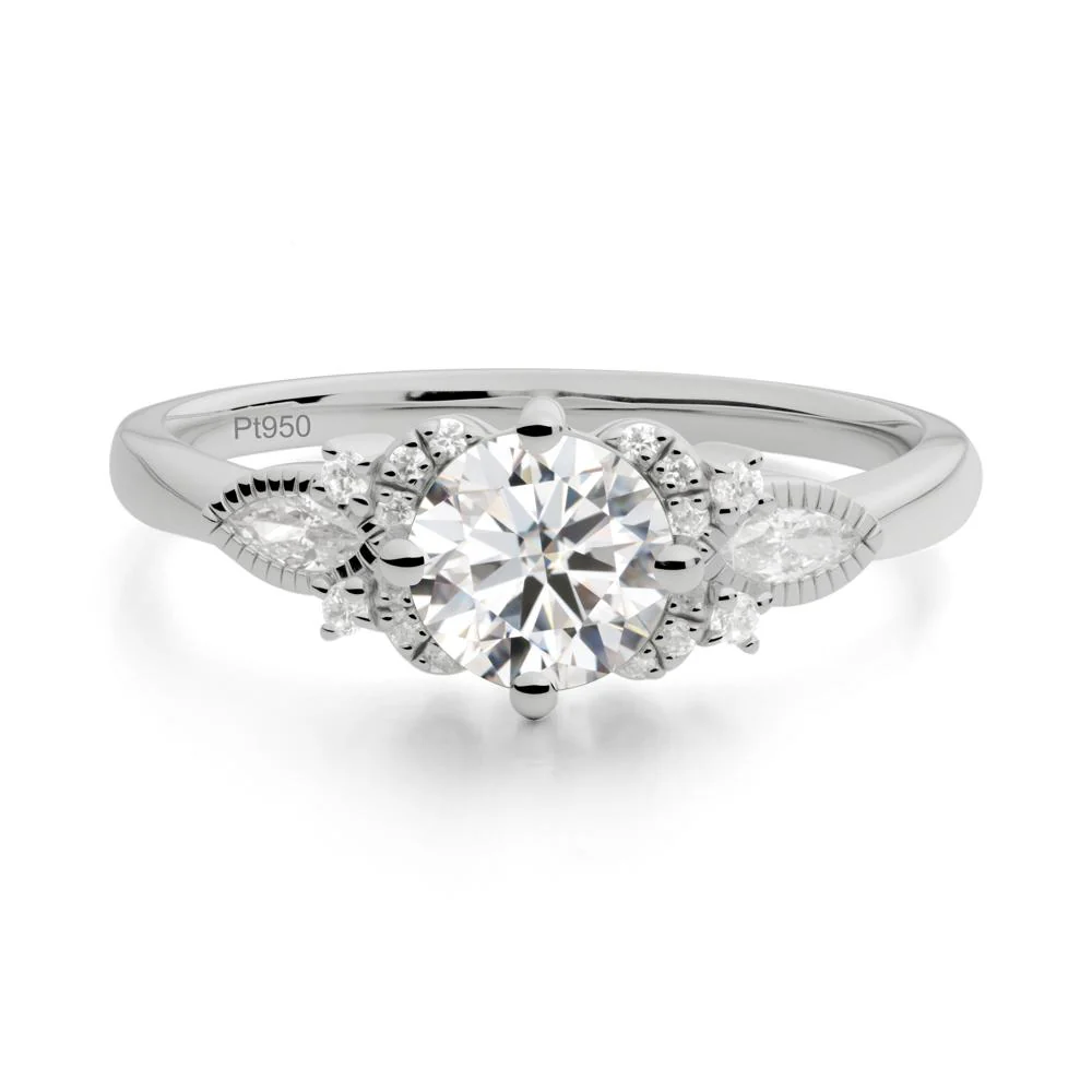 Round Moissanite Floral Statement Ring - Image 7