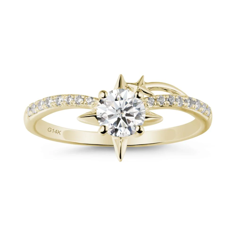 Round Moissanite Four Point Star Ring - Image 3