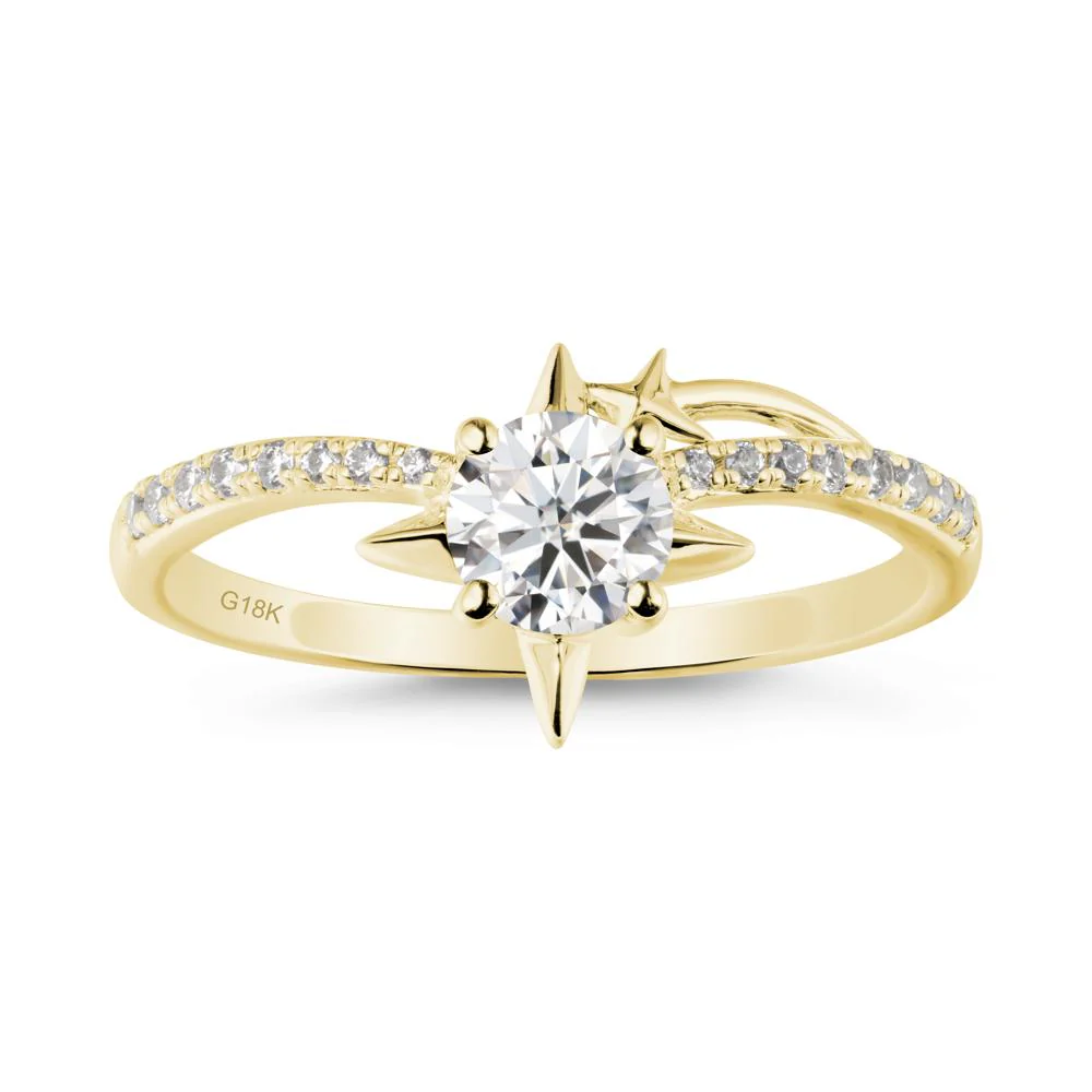 Round Moissanite Four Point Star Ring - Image 6