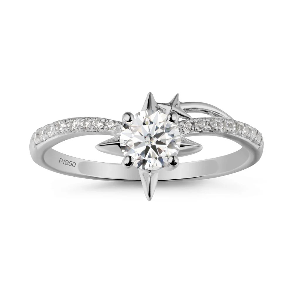 Round Moissanite Four Point Star Ring - Image 8