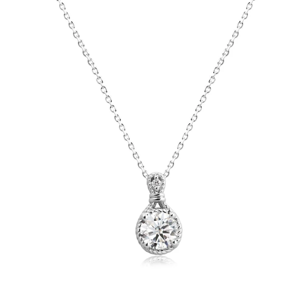 Round Moissanite Knot Rope Necklace - Image 5