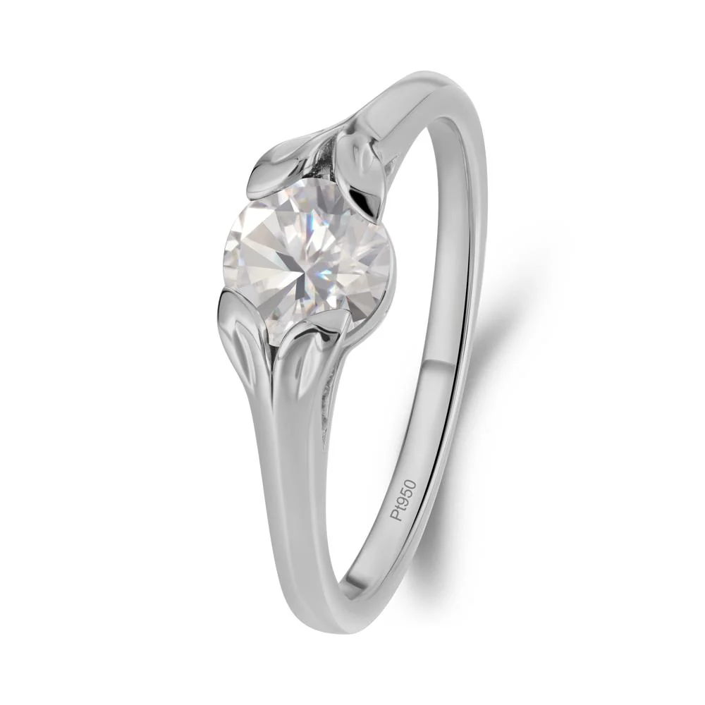 Round Moissanite Leaf Ring - Image 4