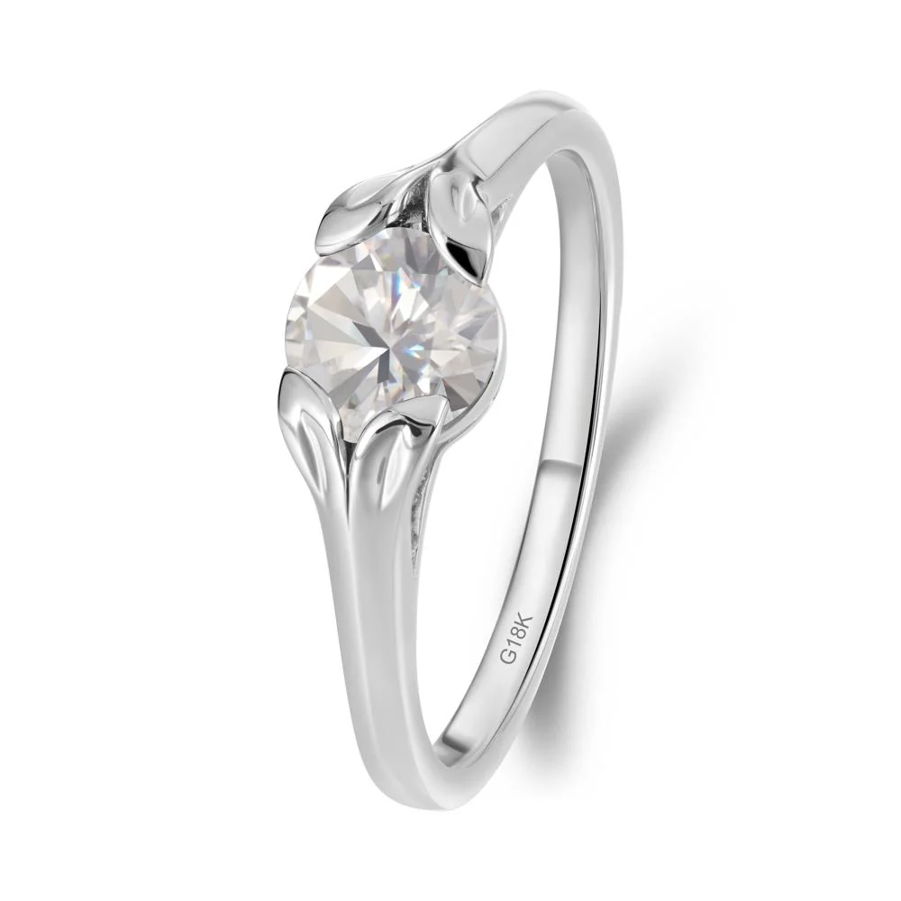 Round Moissanite Leaf Ring - Image 5