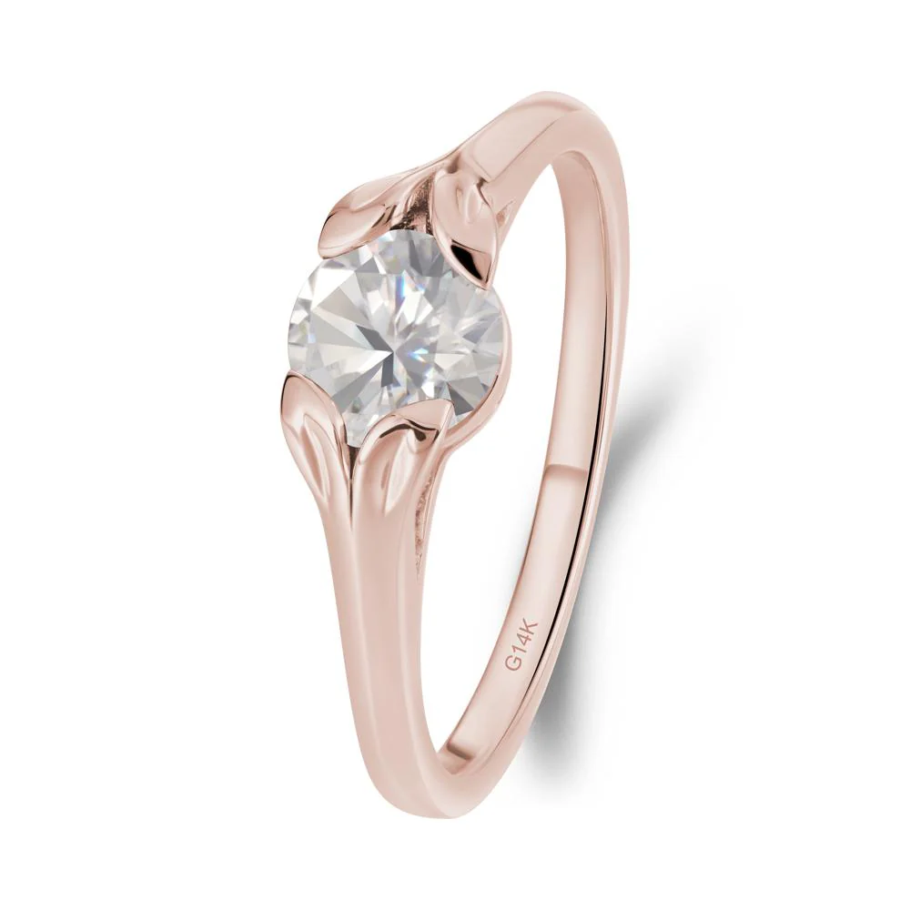 Round Moissanite Leaf Ring - Image 6