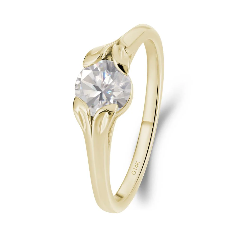 Round Moissanite Leaf Ring - Image 7