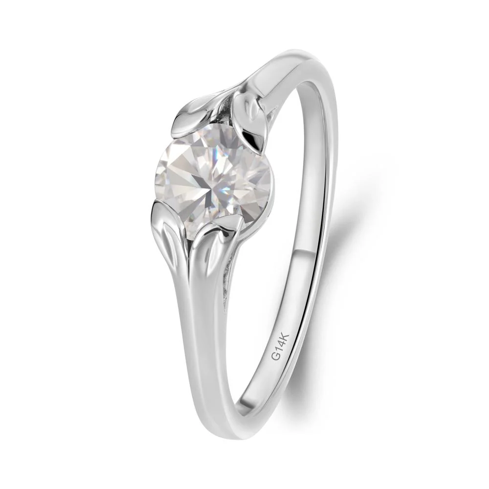 Round Moissanite Leaf Ring - Image 8