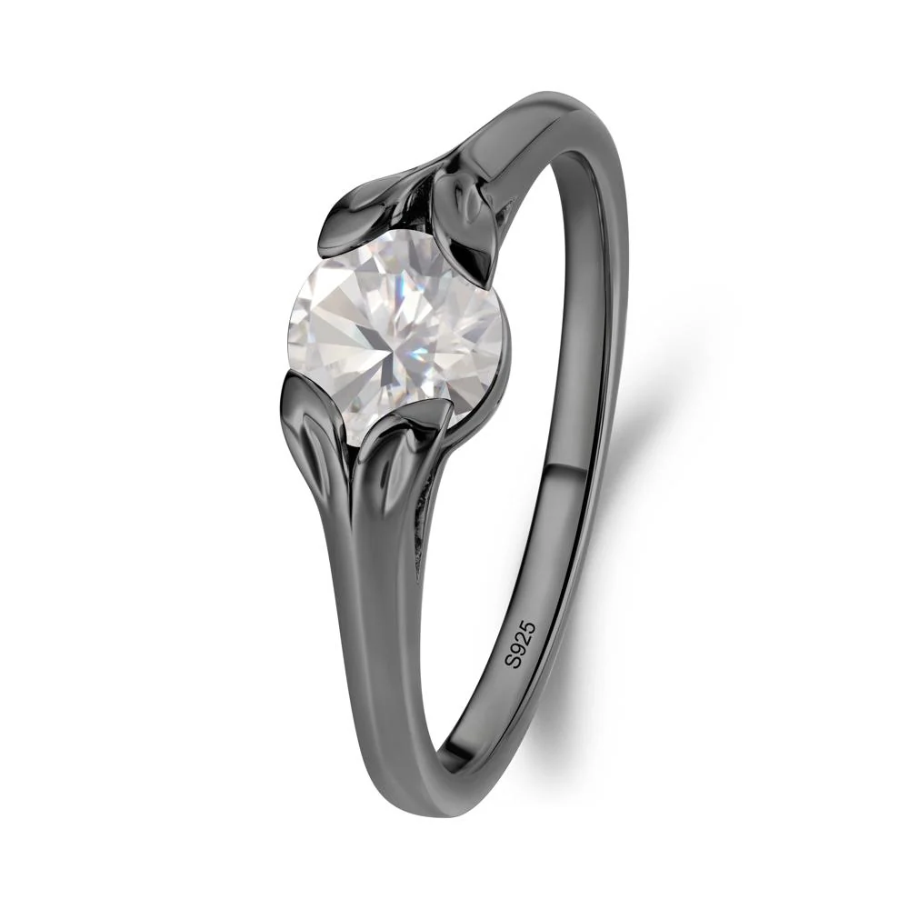 Round Moissanite Leaf Ring - Image 9