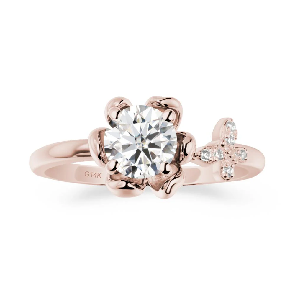 Round Moissanite Petal Halo Ring - Image 2