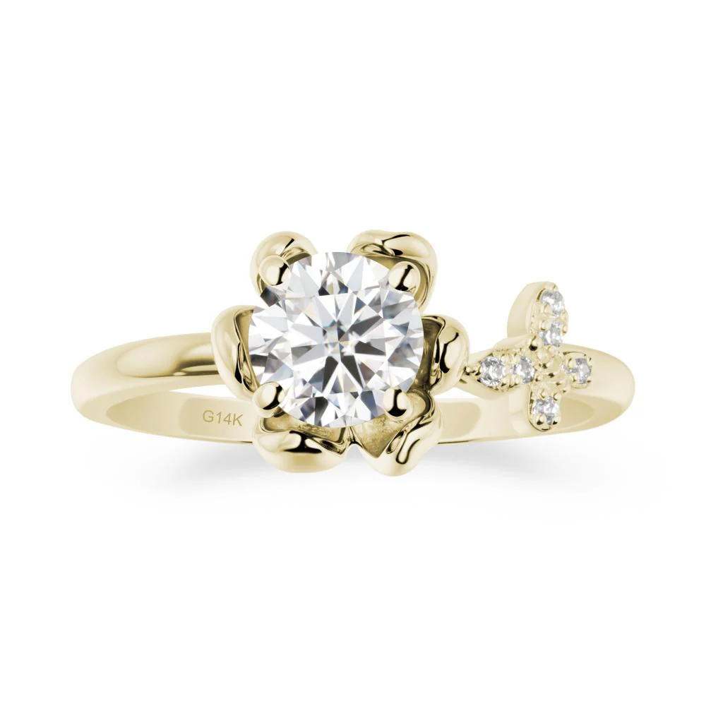 Round Moissanite Petal Halo Ring - Image 4