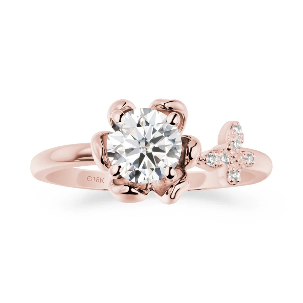 Round Moissanite Petal Halo Ring - Image 5
