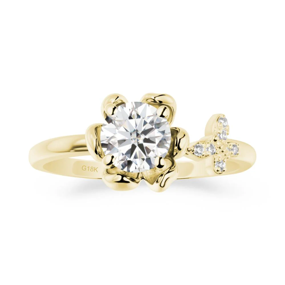 Round Moissanite Petal Halo Ring - Image 7