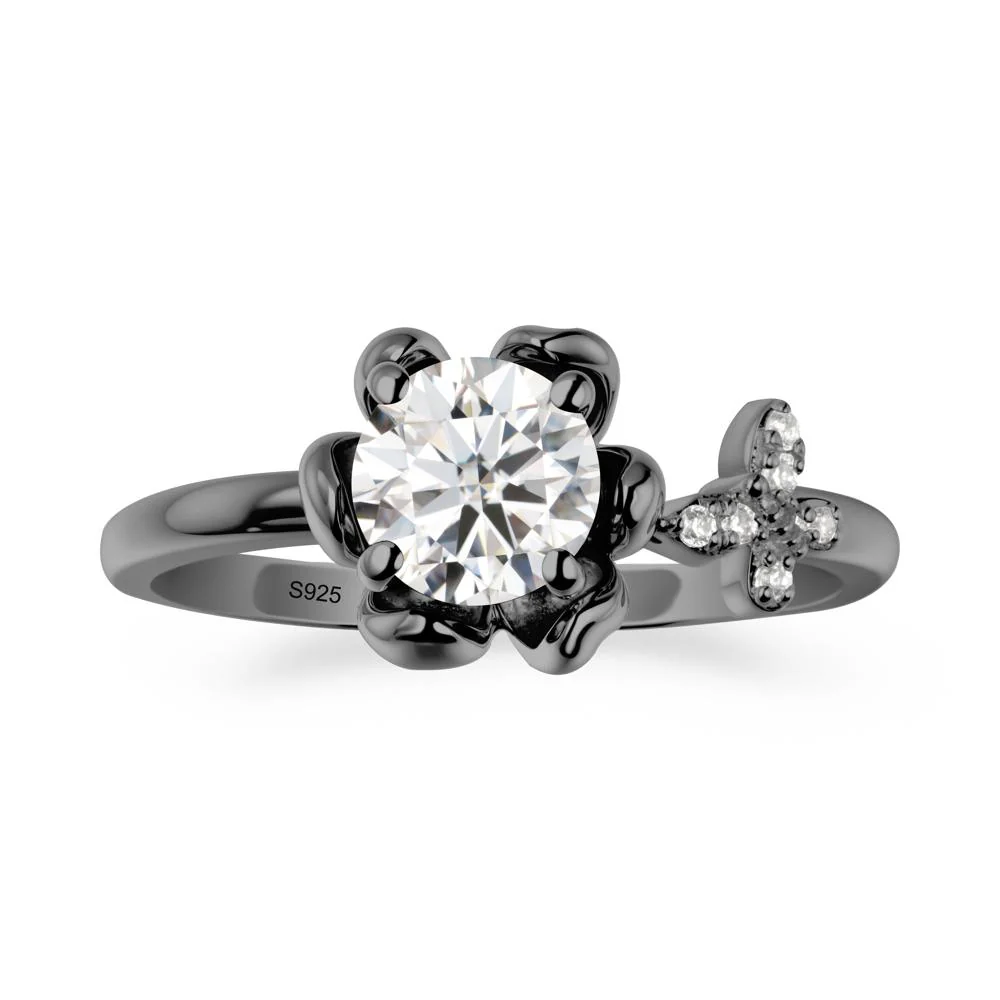 Round Moissanite Petal Halo Ring - Image 8