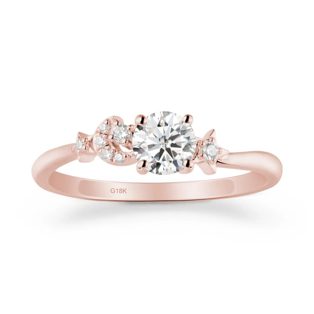 Round Moissanite Ring with Moon and Pentacle - Image 5