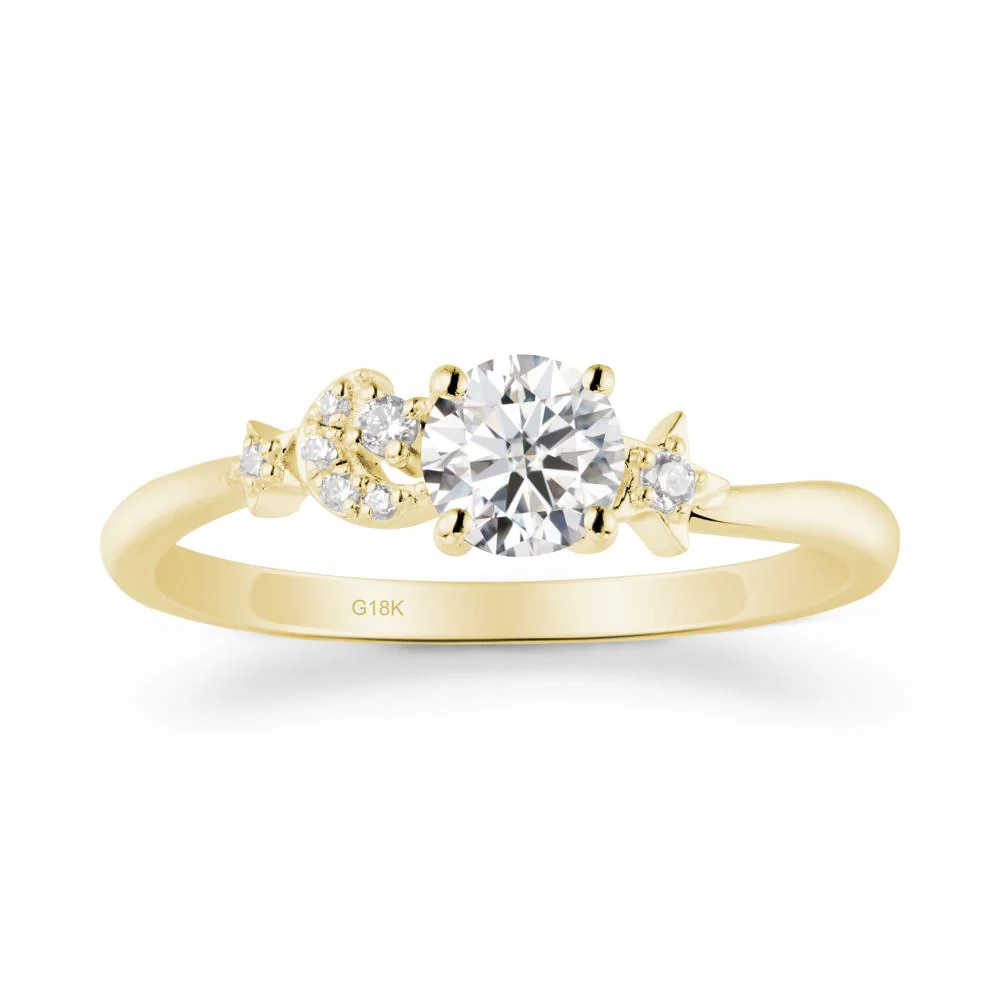 Round Moissanite Ring with Moon and Pentacle - Image 7