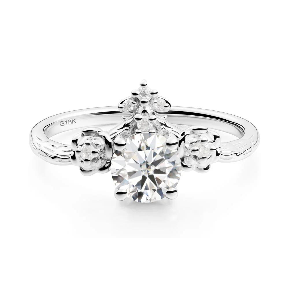 Round Moissanite Rose Ring with Wood Grain - Image 8