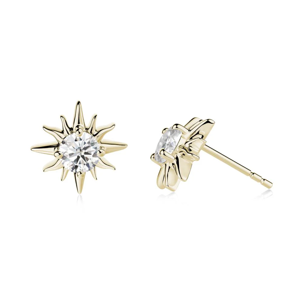 Round Moissanite Sun Stud Earrings - Image 2