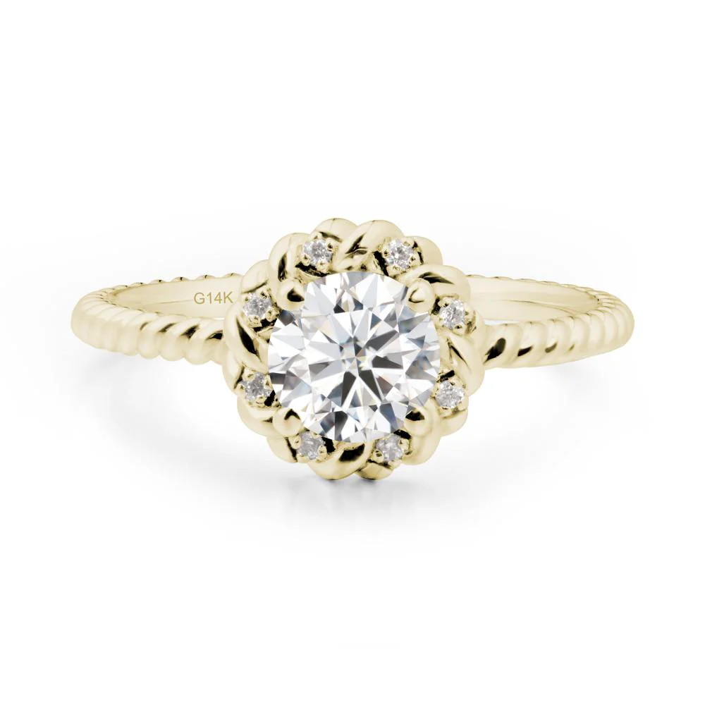 Round Moissanite Twisted Halo Ring