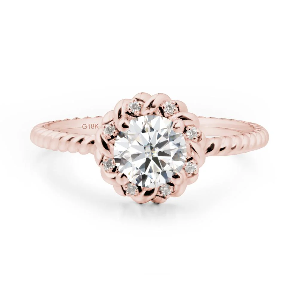 Round Moissanite Twisted Halo Ring - Image 2