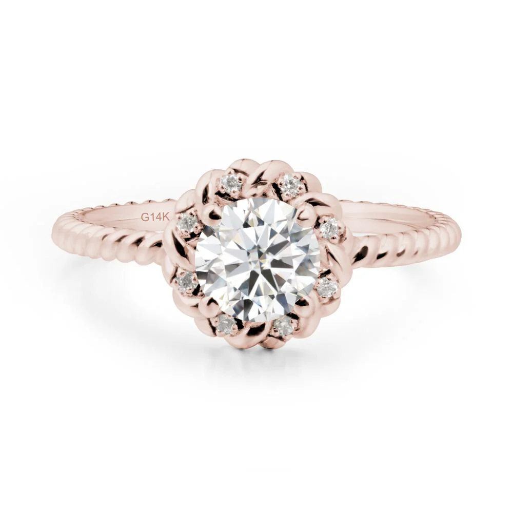 Round Moissanite Twisted Halo Ring - Image 3