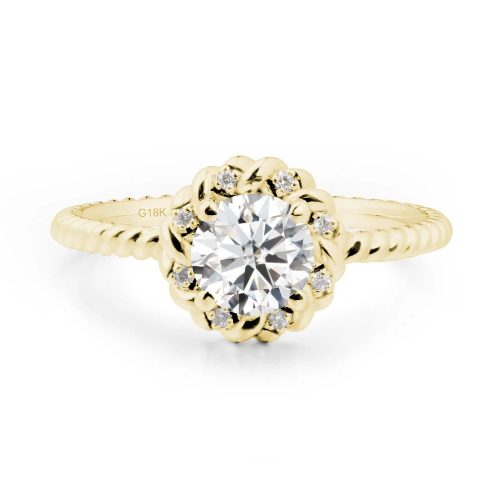 Round Moissanite Twisted Halo Ring - Image 4