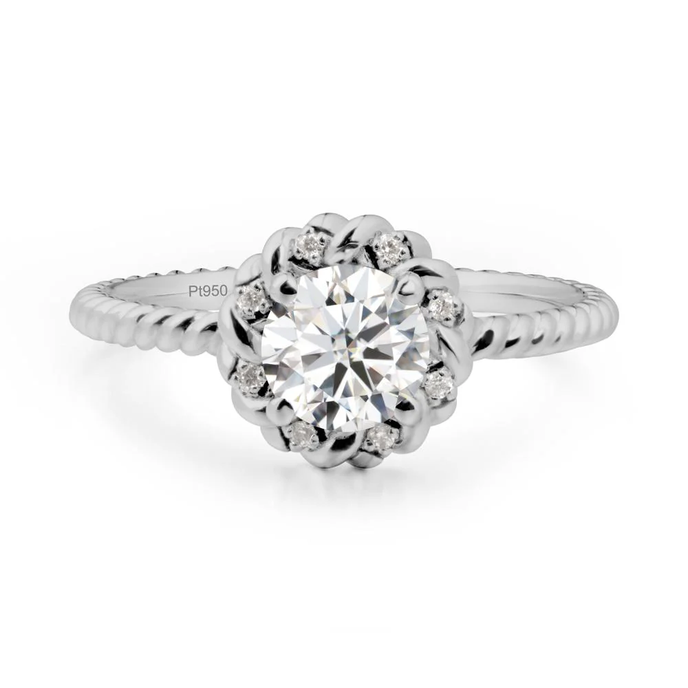 Round Moissanite Twisted Halo Ring - Image 6
