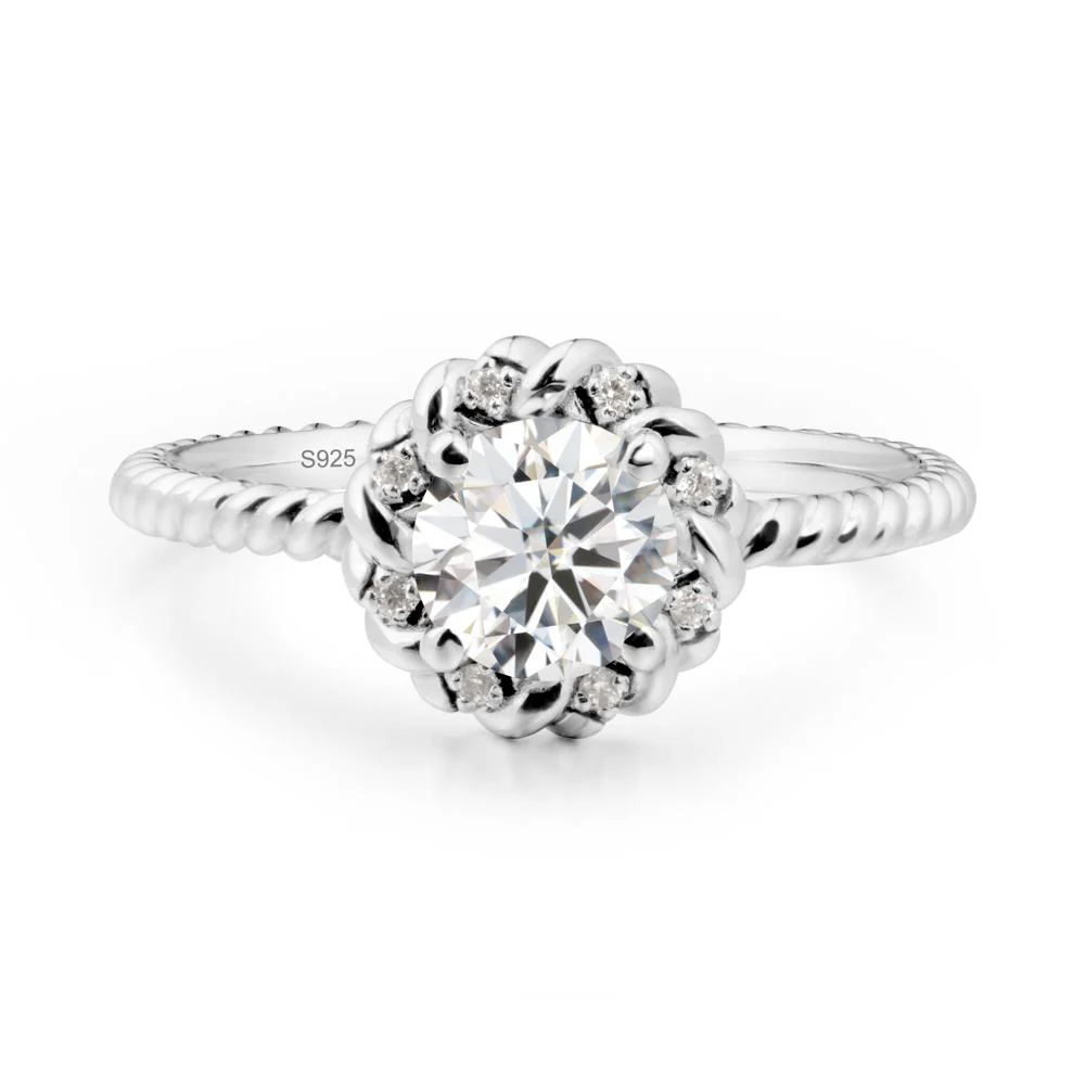 Round Moissanite Twisted Halo Ring - Image 8
