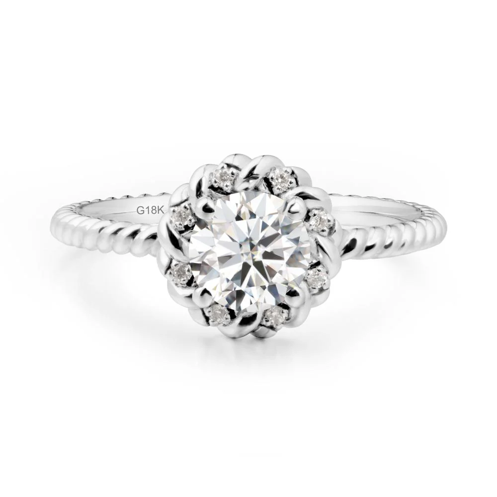 Round Moissanite Twisted Halo Ring - Image 9