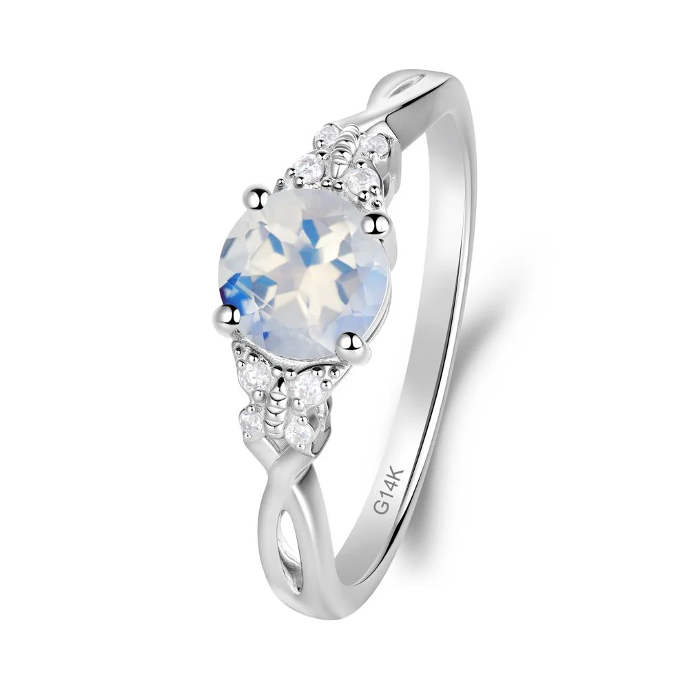 Round Moonstone Butterfly Ring