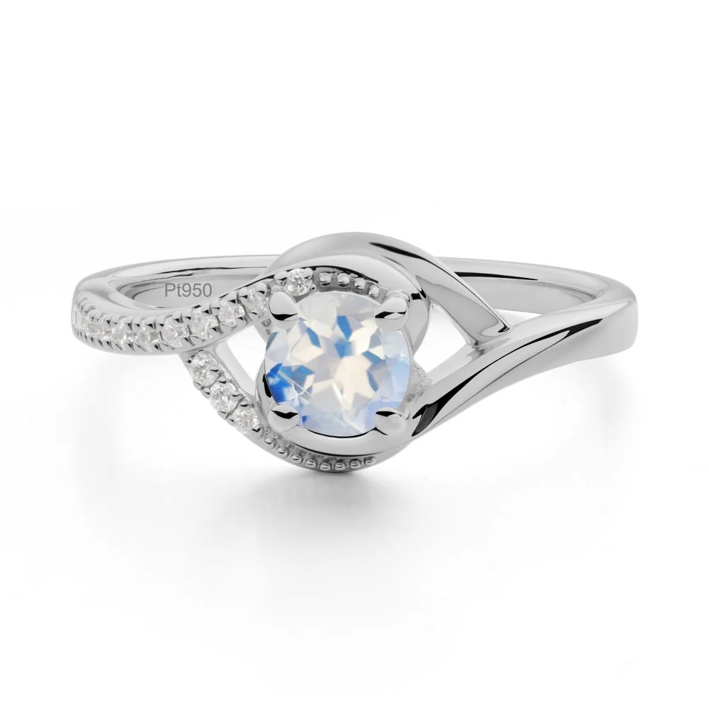 Round Moonstone Bypass Statement Ring - Image 2