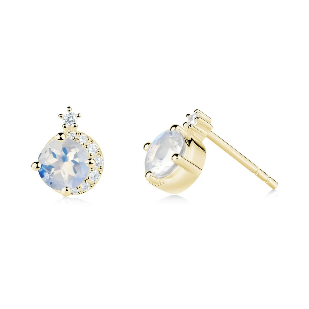 Round Moonstone Crescent Stud Earrings - Image 6