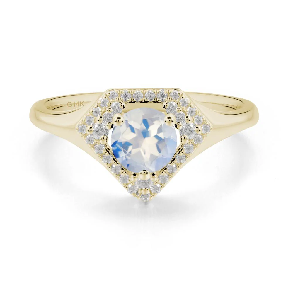 Round Moonstone Double Halo Ring - Image 3