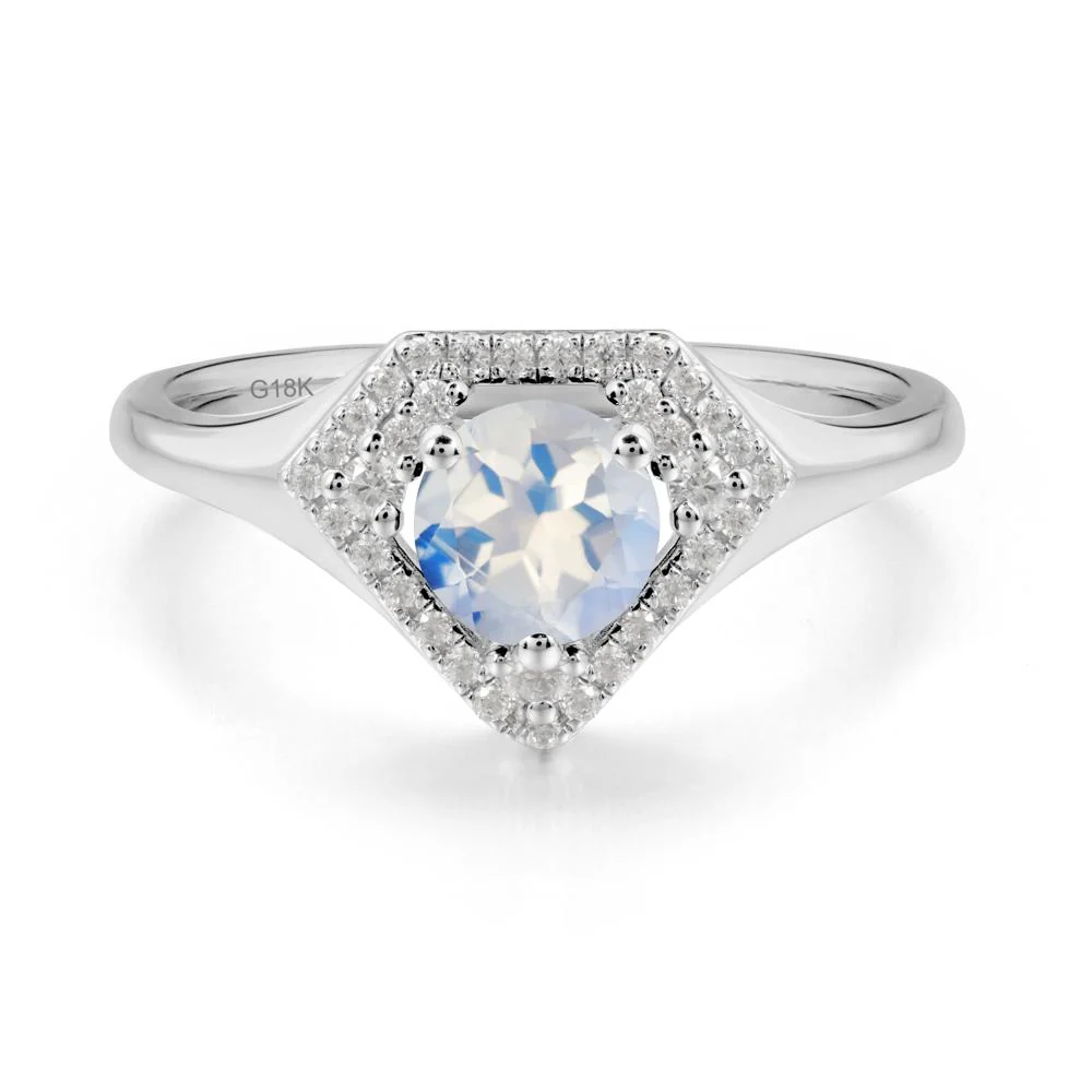 Round Moonstone Double Halo Ring - Image 8