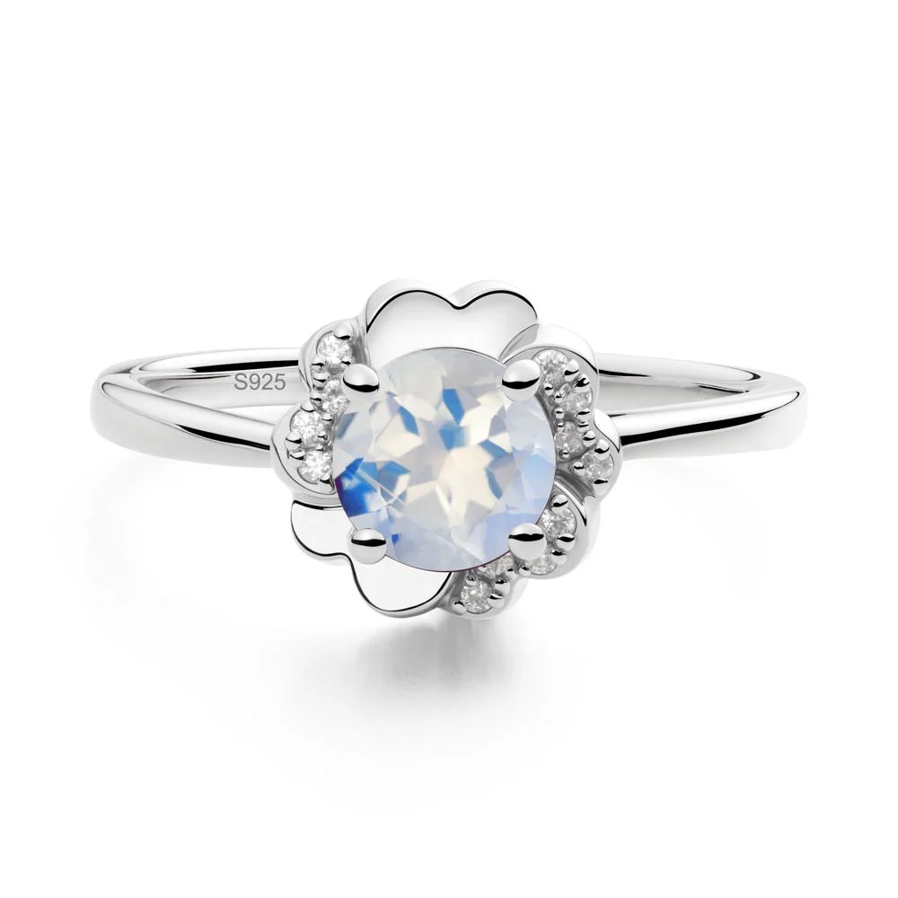 Round Moonstone Floral Engagement Ring - Image 2