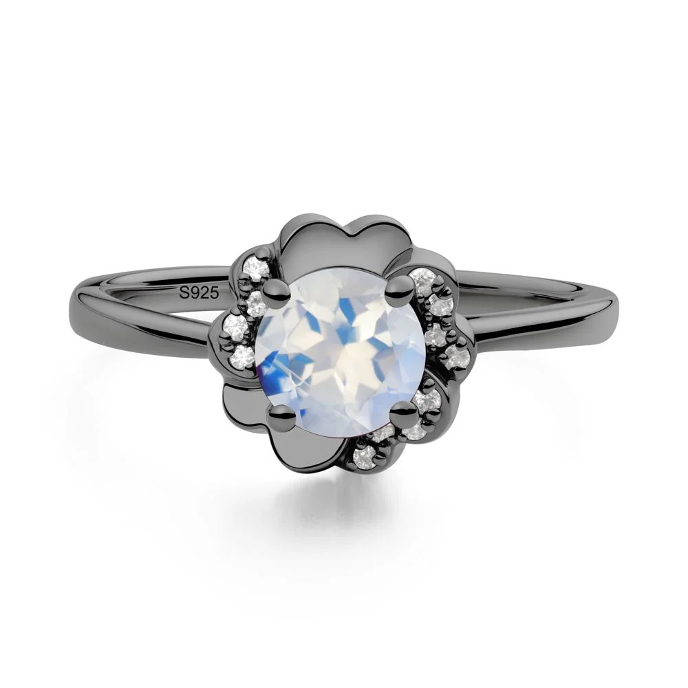 Round Moonstone Floral Engagement Ring - Image 6