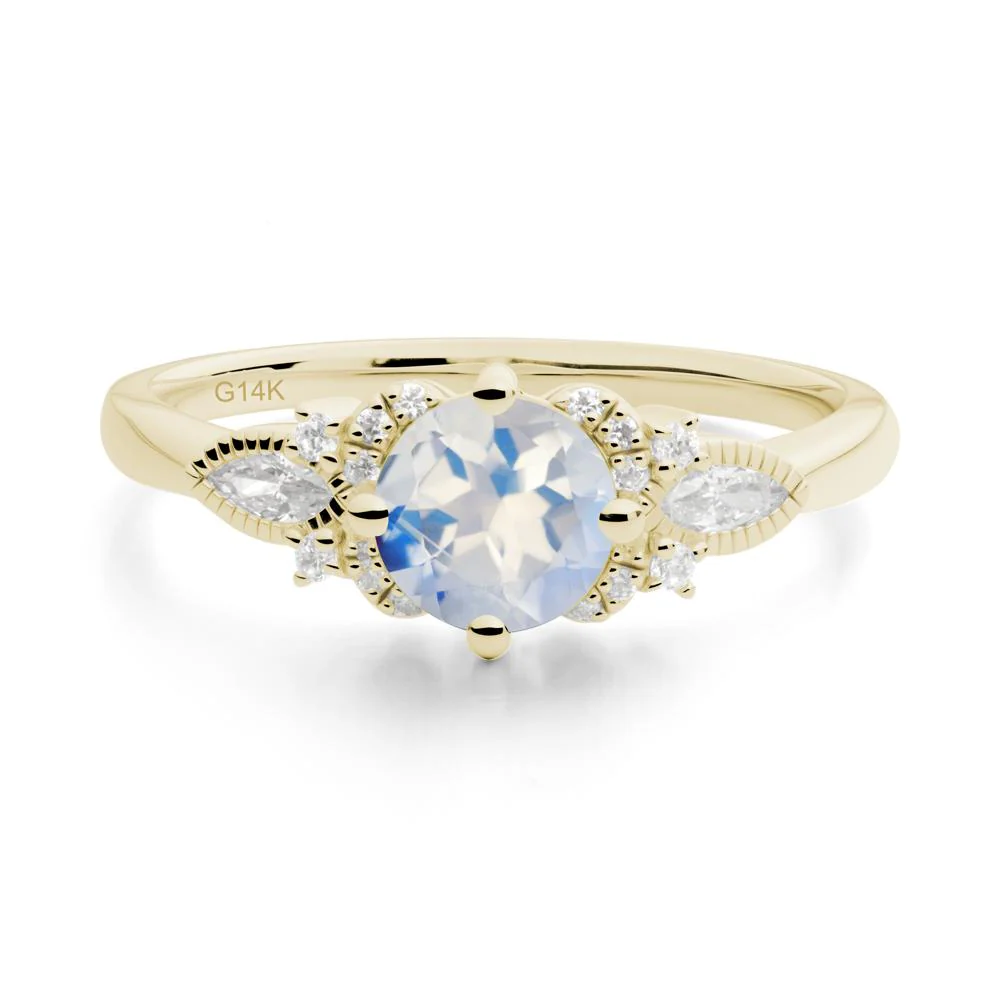 Round Moonstone Floral Statement Ring - Image 2