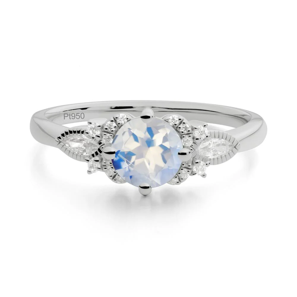Round Moonstone Floral Statement Ring - Image 8