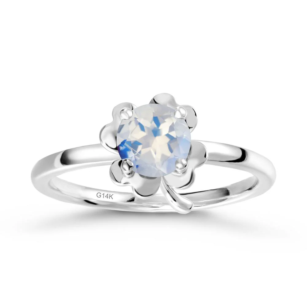 Round Moonstone Four Leaf Clover Ring - Image 2