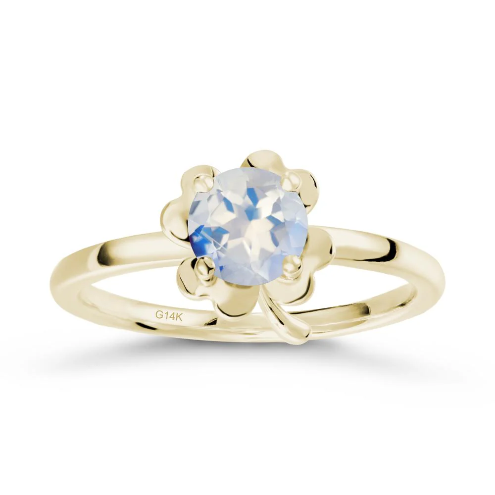 Round Moonstone Four Leaf Clover Ring - Image 3