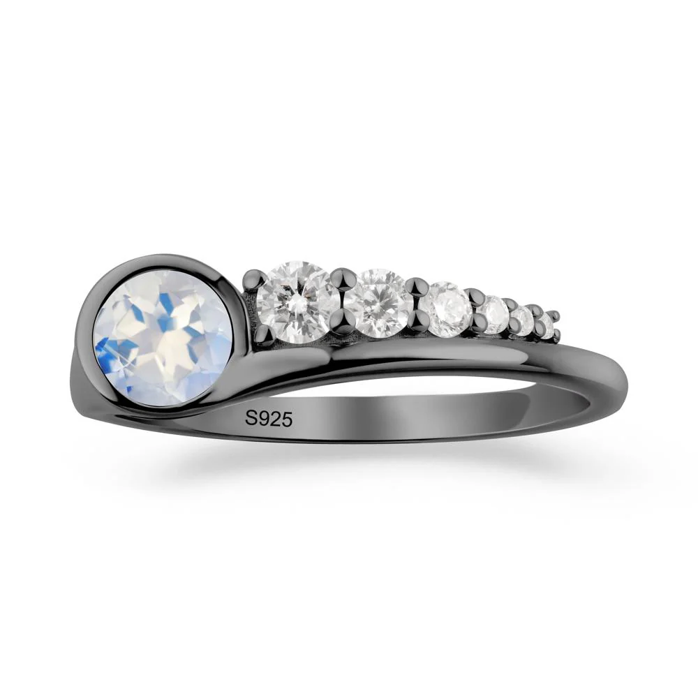 Round Moonstone Graduated Bubble Ring - Image 8