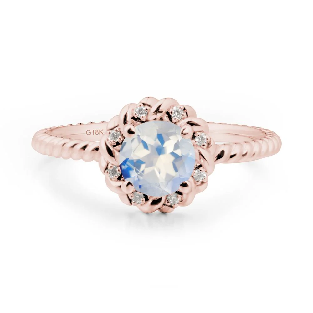Round Moonstone Halo Engagement Ring - Image 3