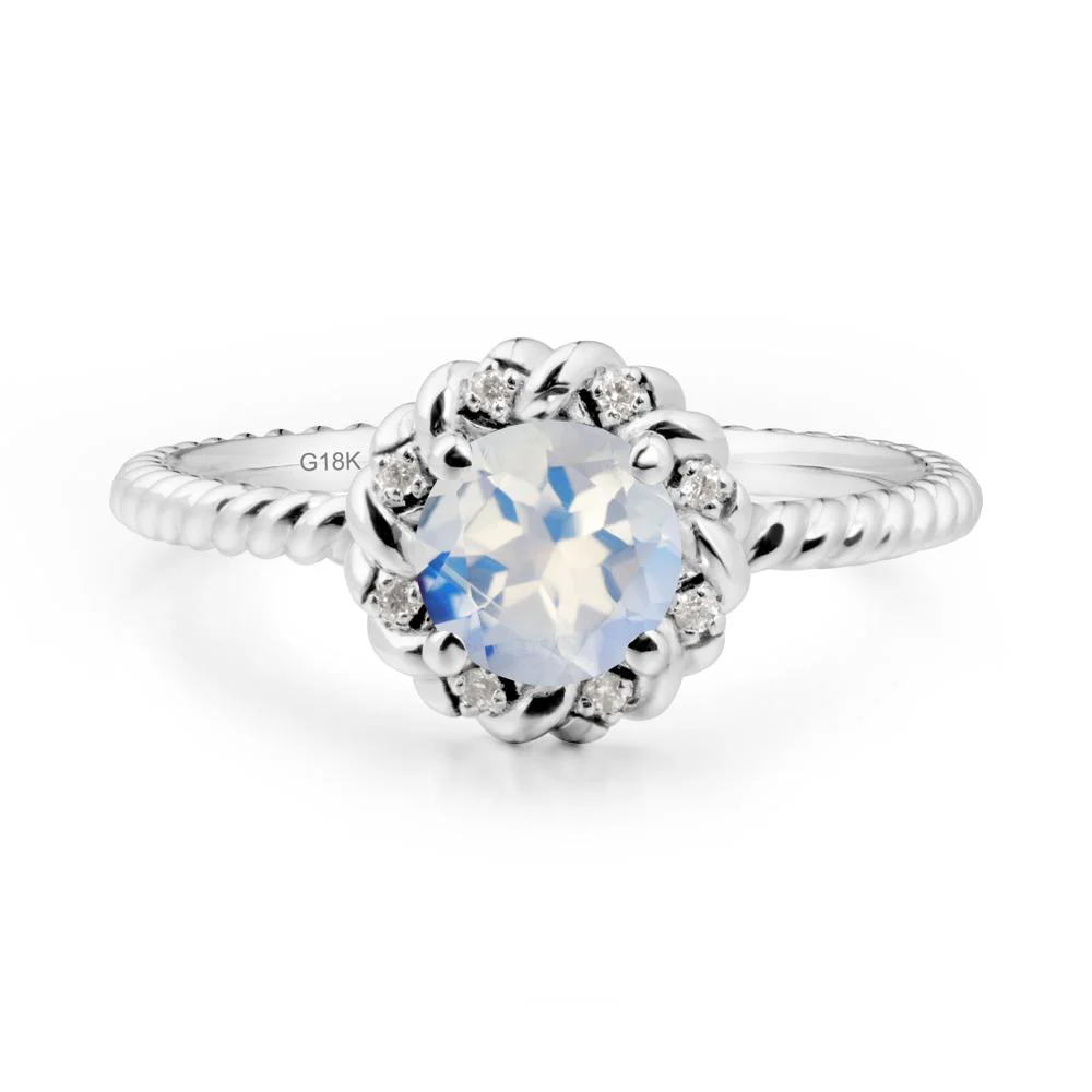Round Moonstone Halo Engagement Ring - Image 7
