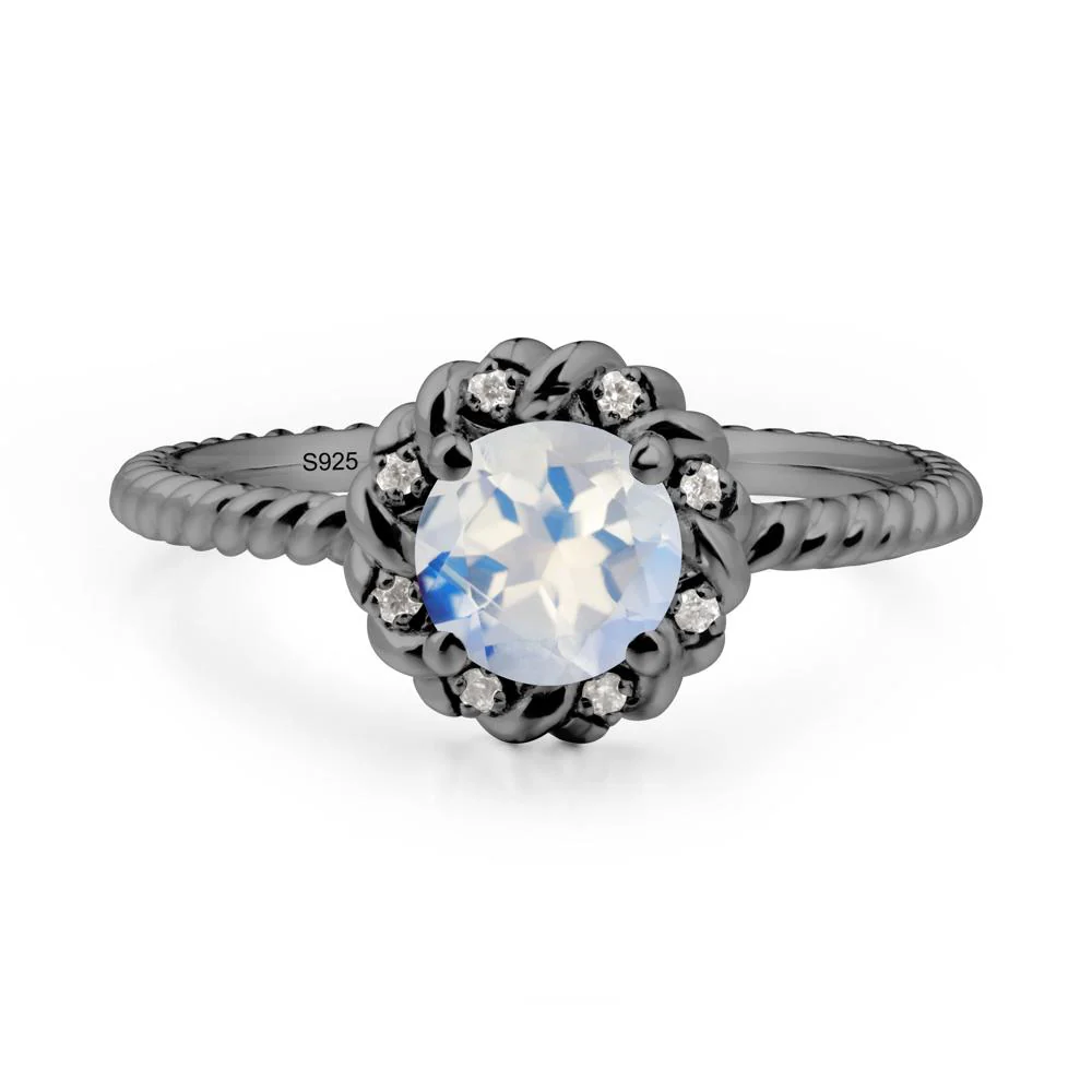 Round Moonstone Halo Engagement Ring - Image 9