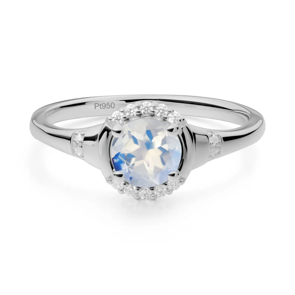 Round Moonstone Halo Ring