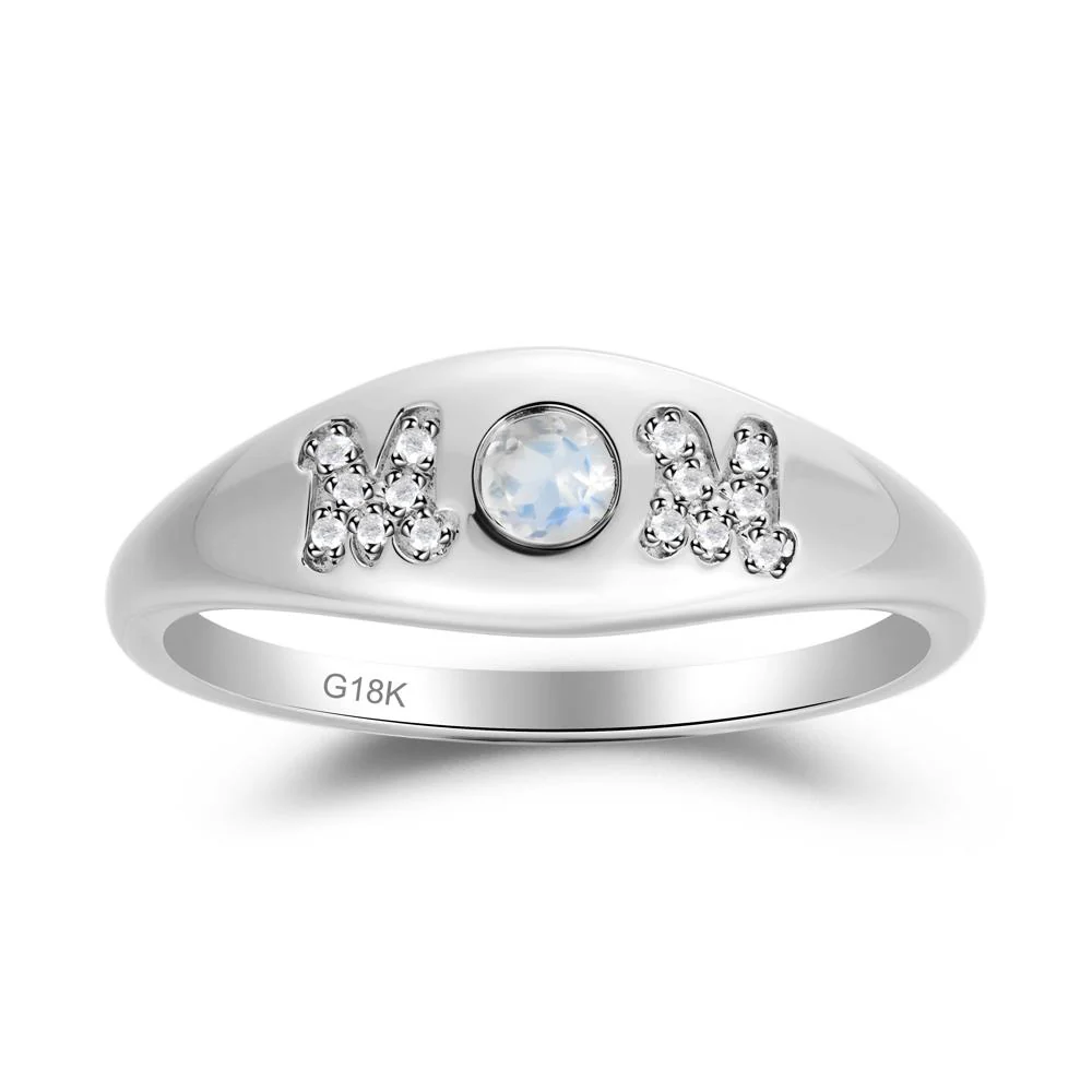 Round Moonstone Mom Ring - Image 5