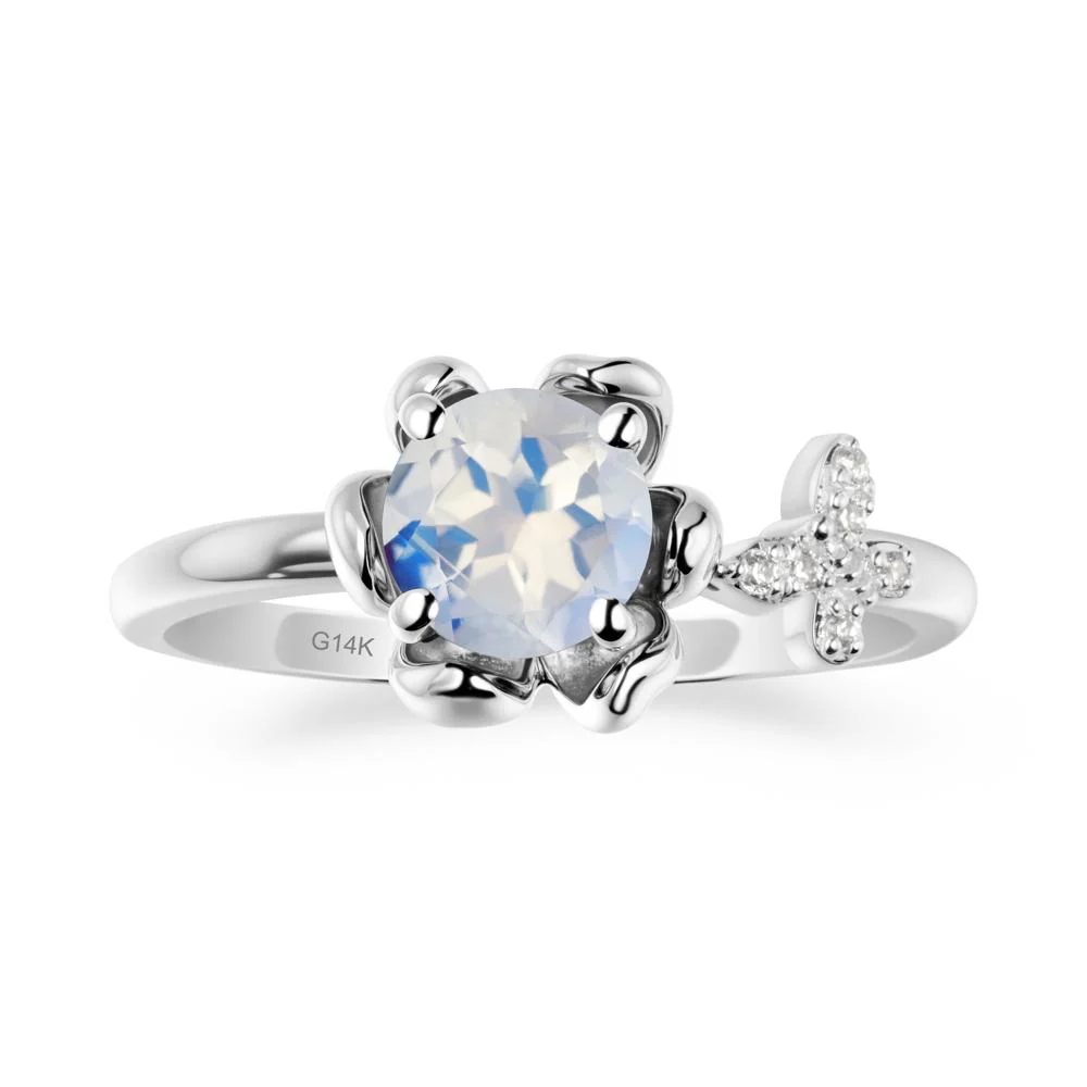 Round Moonstone Petal Promise Ring
